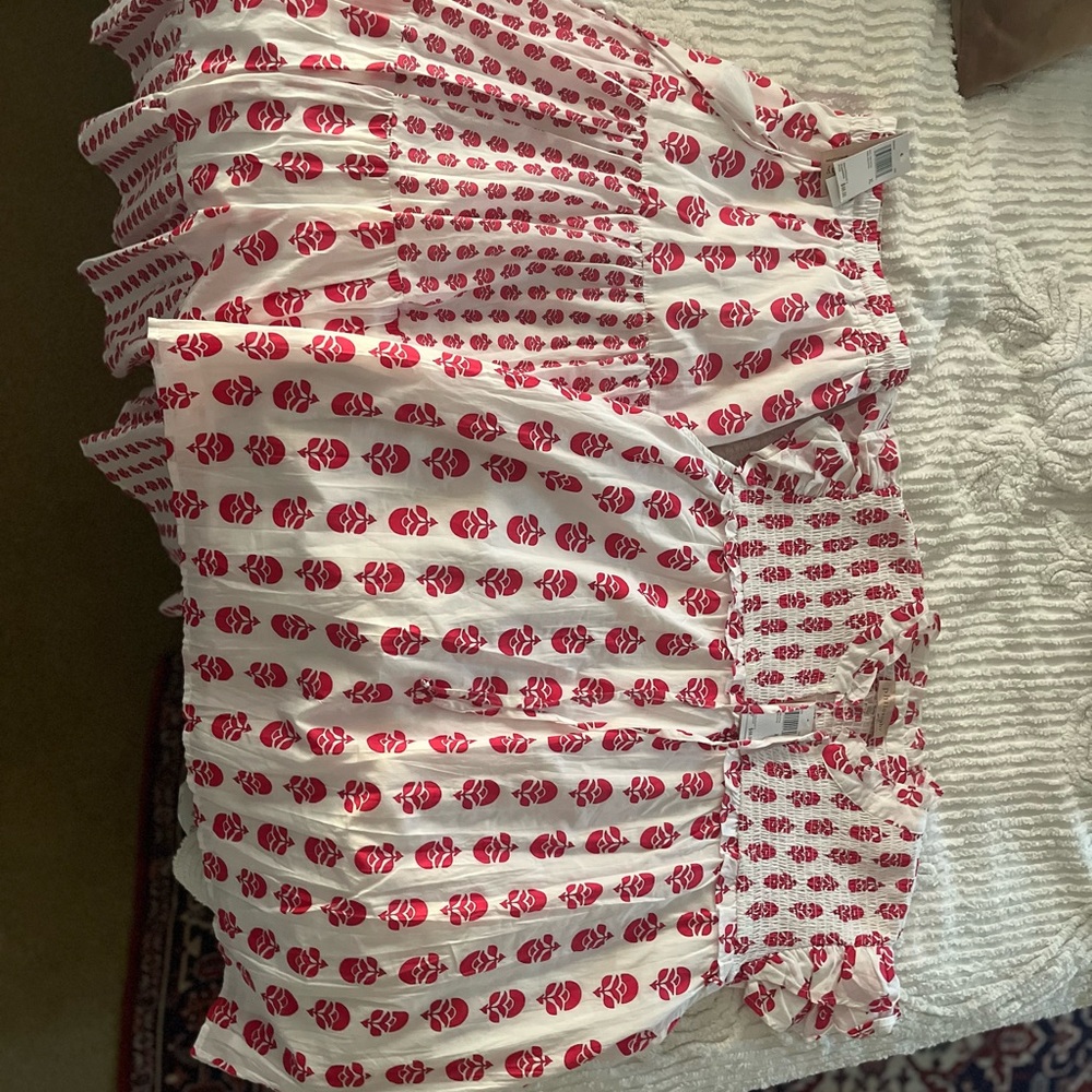 Red and White Floral Skirt and top Philosophy Flower Stamp Print